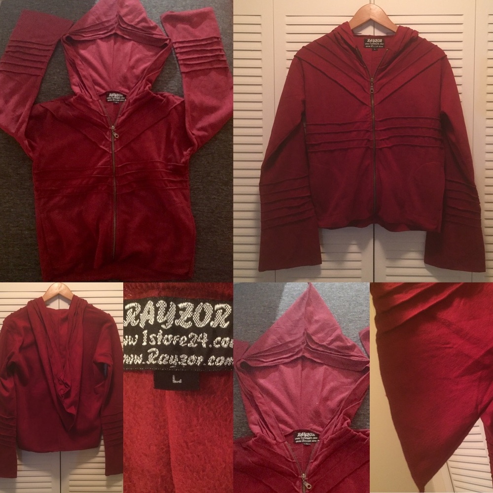 NWOT Lightweight UNISEX Zip Up Hoodie maroon - Picture 1 of 7